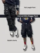 Multi-Pocket Two in One Convertible Baggy Straight Pants
