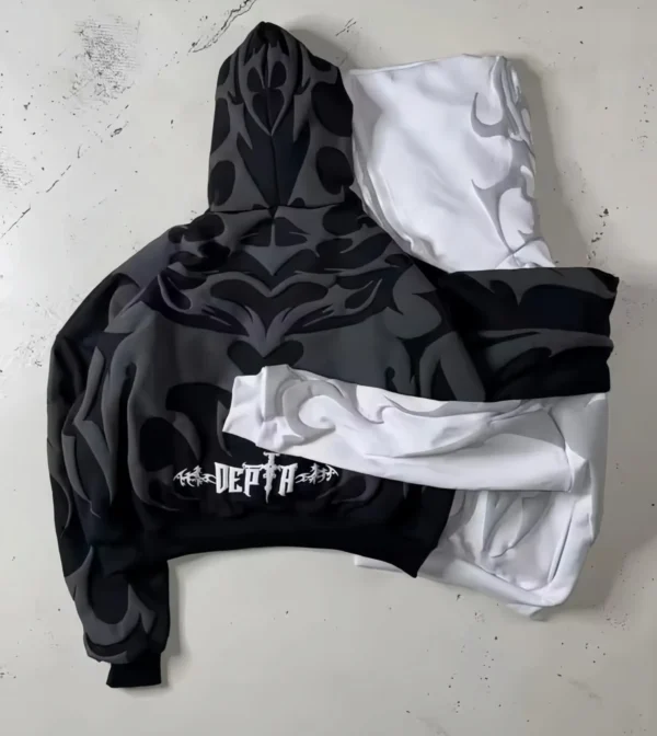 Couple Tribal Shadow Depth Hoodie – Aesthetic Matching Y2K Hoodie - Image 2