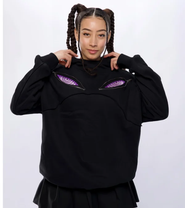 Uchiha Eyes Oversized Hoodie – Naruto Inspired Anime Cosplay Streetwear Hoodie - Image 6