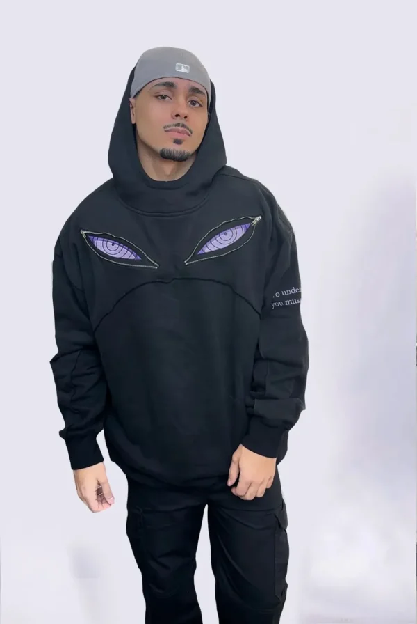 Uchiha Eyes Oversized Hoodie – Naruto Inspired Anime Cosplay Streetwear Hoodie - Image 2