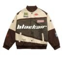 Black Air Racer Vintage Jacket –Sleek and Sporty Performance Motorcycle Streetwear Style Racer Jacket