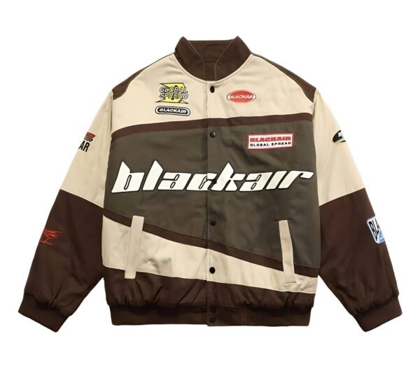 Black Air Racer Vintage Jacket –Sleek and Sporty Performance Motorcycle Streetwear Style Racer Jacket - Image 4