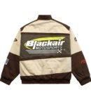 Black Air Racer Vintage Jacket –Sleek and Sporty Performance Motorcycle Streetwear Style Racer Jacket