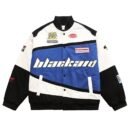 Black Air Racer Vintage Jacket –Sleek and Sporty Performance Motorcycle Streetwear Style Racer Jacket