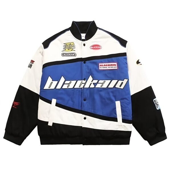 Black Air Racer Vintage Jacket –Sleek and Sporty Performance Motorcycle Streetwear Style Racer Jacket - Image 2