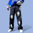 Skull Print Denim Baggy Straight Fit Jeans: Edgy Fashion Statement