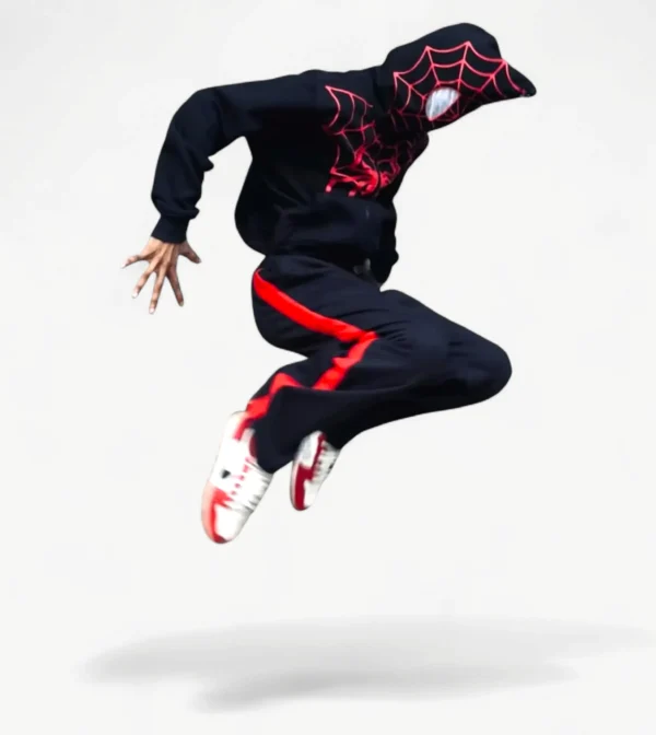 Lifestyle image of family wearing matching Marvel Spider-Man Hoodies from The Drip Soul.