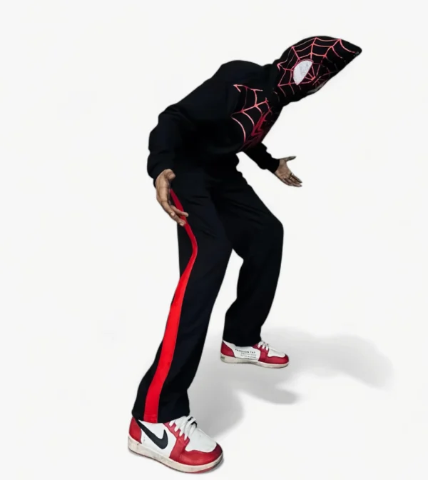 Marvel Spider-Man Hoodie laid flat on a white background showing detailed Marvel graphics and premium stitching.