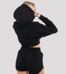 model wearing Labubu hoodie Crop Top Hoodie for Women back view image
