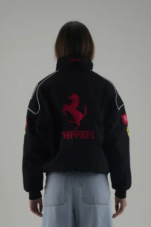 Back view of Ferrari F1 Racer Jacket showing the large embroidered Prancing Horse logo