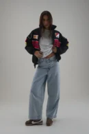 Ferrari F1 Motorsport Racing Legend Black and Red Racer Jacket styled with denim by THE DRIP SOUL