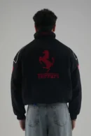 Back view of Ferrari F1 Timeless Legend Vintage Racing Jacket with red embroidered logo