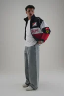Side profile of the Ferrari F1 White & Red Racer Jacket
