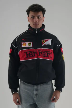 Ferrari F1 Timeless Legend Vintage Racing Jacket Front View - THE DRIP SOUL
