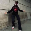 Black Spider Man Web Full Zipper Hoodie