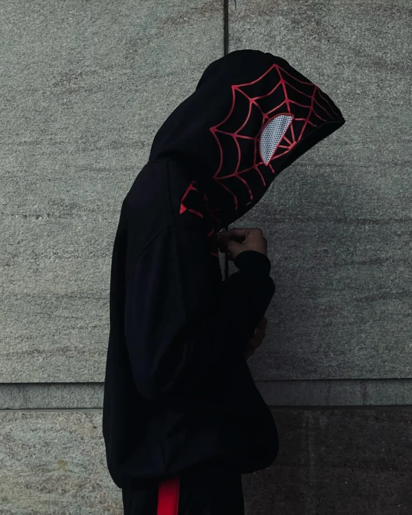 Black Spider Man Web Full Zipper Hoodie