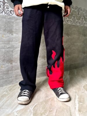 Fire Flame Baggy Pants with Bold Flame Design – Trendy Streetwear for Comfort and Style