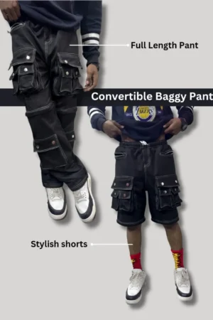 Multi-Pocket Two in One Convertible Baggy Straight Pants