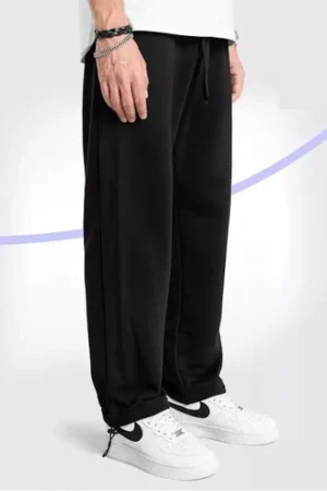 Drip Straight Black Baggy Track Pant