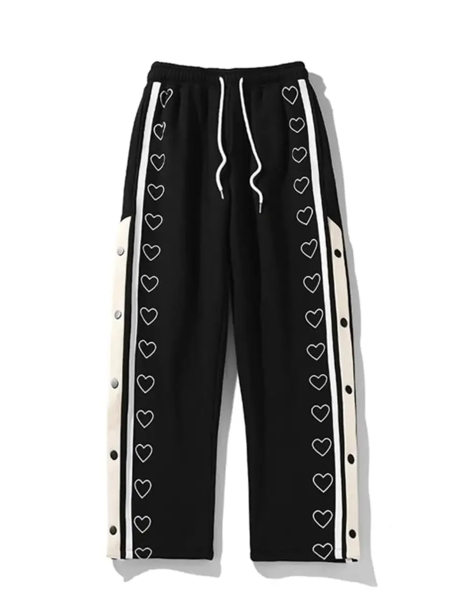 Stylish Heart Fleece Baggy Pant - Image 3