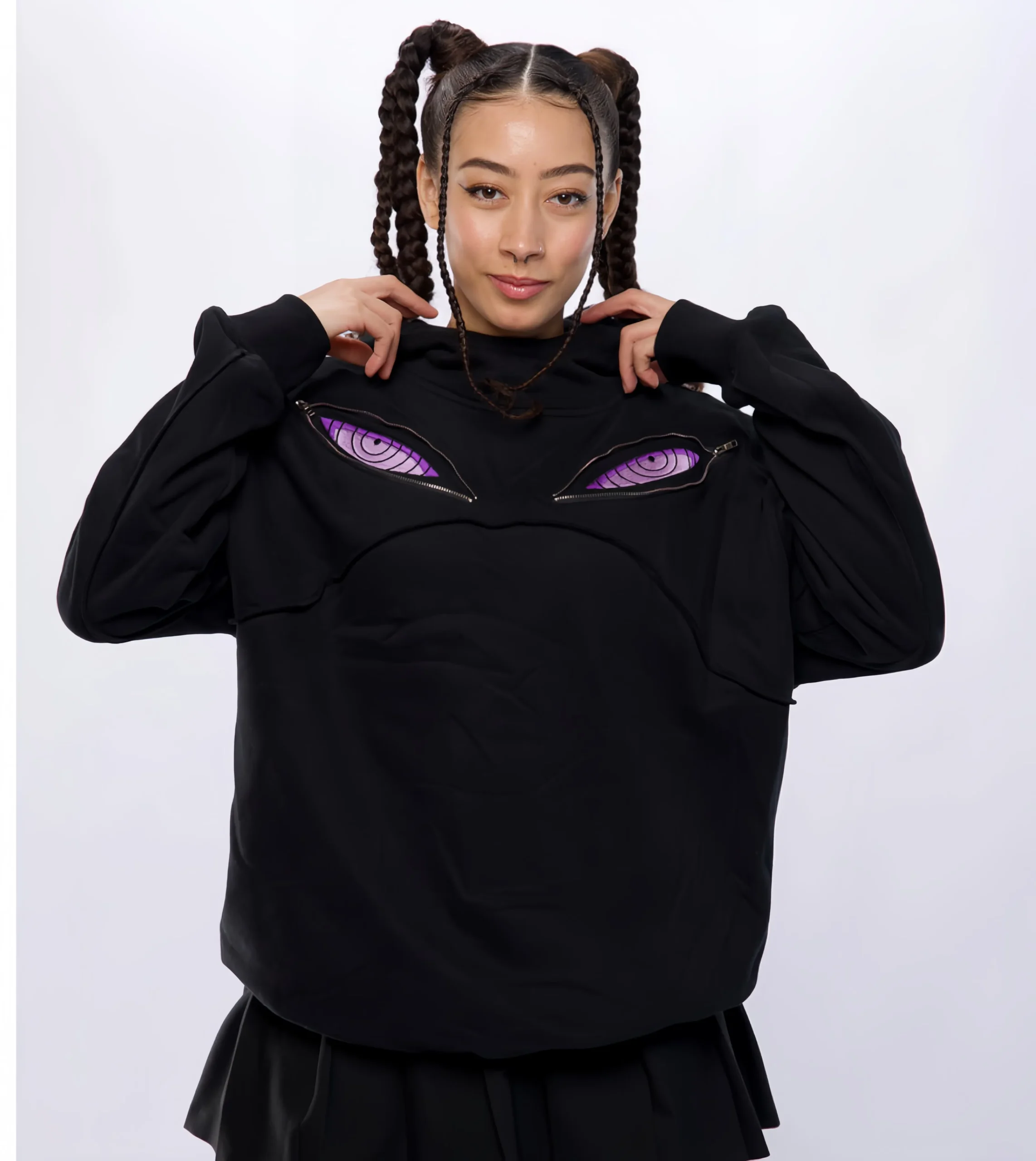 Uchiha Eyes Oversized Hoodie – Naruto Inspired Anime Cosplay Streetwear Hoodie - Image 6
