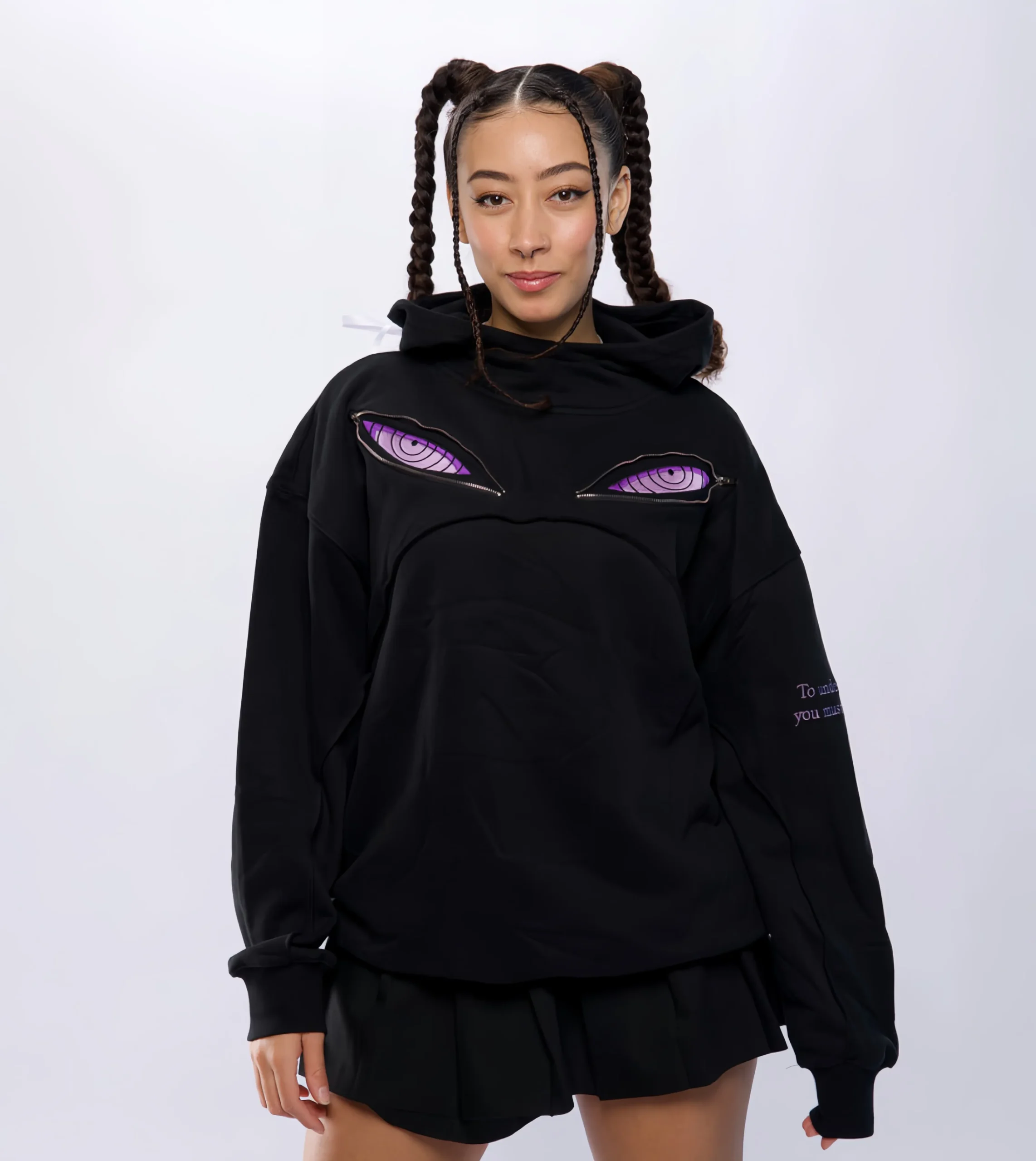 Uchiha Eyes Oversized Hoodie – Naruto Inspired Anime Cosplay Streetwear Hoodie - Image 3