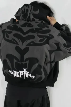 Tribal Shadow Delta Hoodie - Bold & Stylish Streetwear Y2K Hoodie for Men & Women
