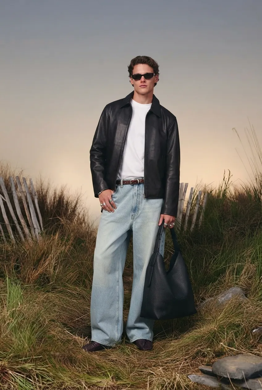 Men's Oversized Black Faux Leather Jacket- THE DRIP SOUL - Image 2