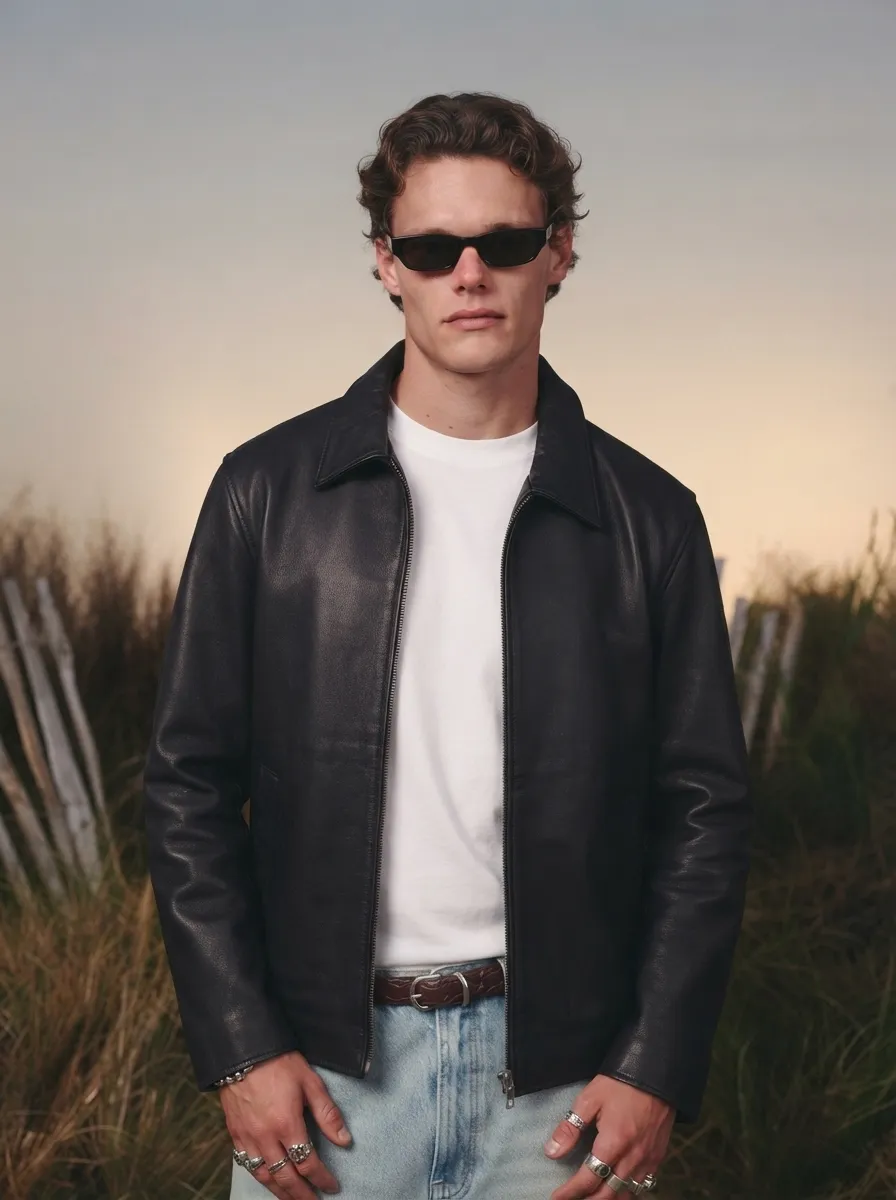 Men's Oversized Black Faux Leather Jacket- THE DRIP SOUL