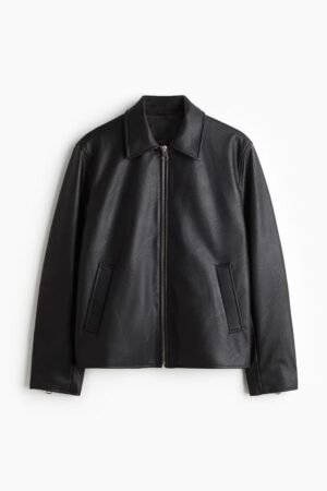 black faux leather jacket front thedripsoul