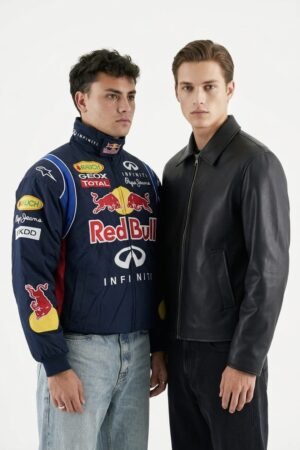 Black Leather Jacket and Red Bull Racing Jacket — Combo Pack | THE DRIP SOUL