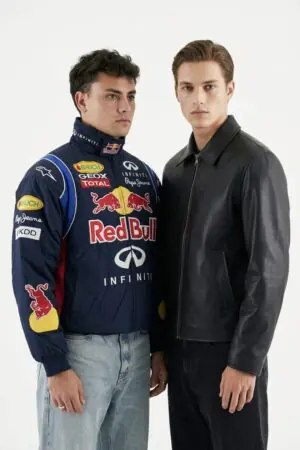 Black Leather Jacket and Red Bull Racing Jacket — Combo Pack | THE DRIP SOUL