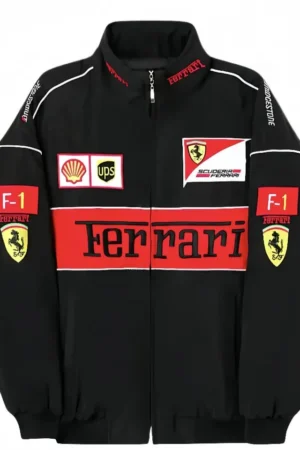ferrari f1 racing jacket black colour combo pack front thedripdoul
